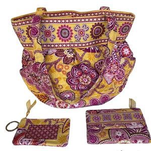 VERÁ BRADLEY BALI GOLD MORGAN PURSE HANDBAG SET